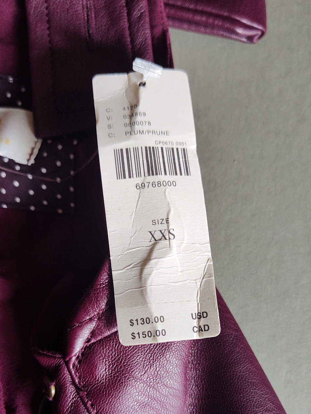 Maeve Anthropologie Maroon Faux Leather Pinefore Xxs - Picture 7 of 7